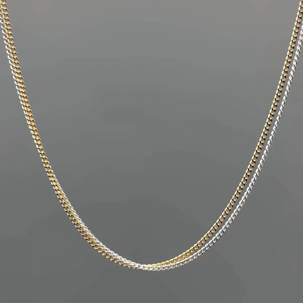 NEW SOMETHING SILVER women's two tone tiny curb double strand necklace in silver